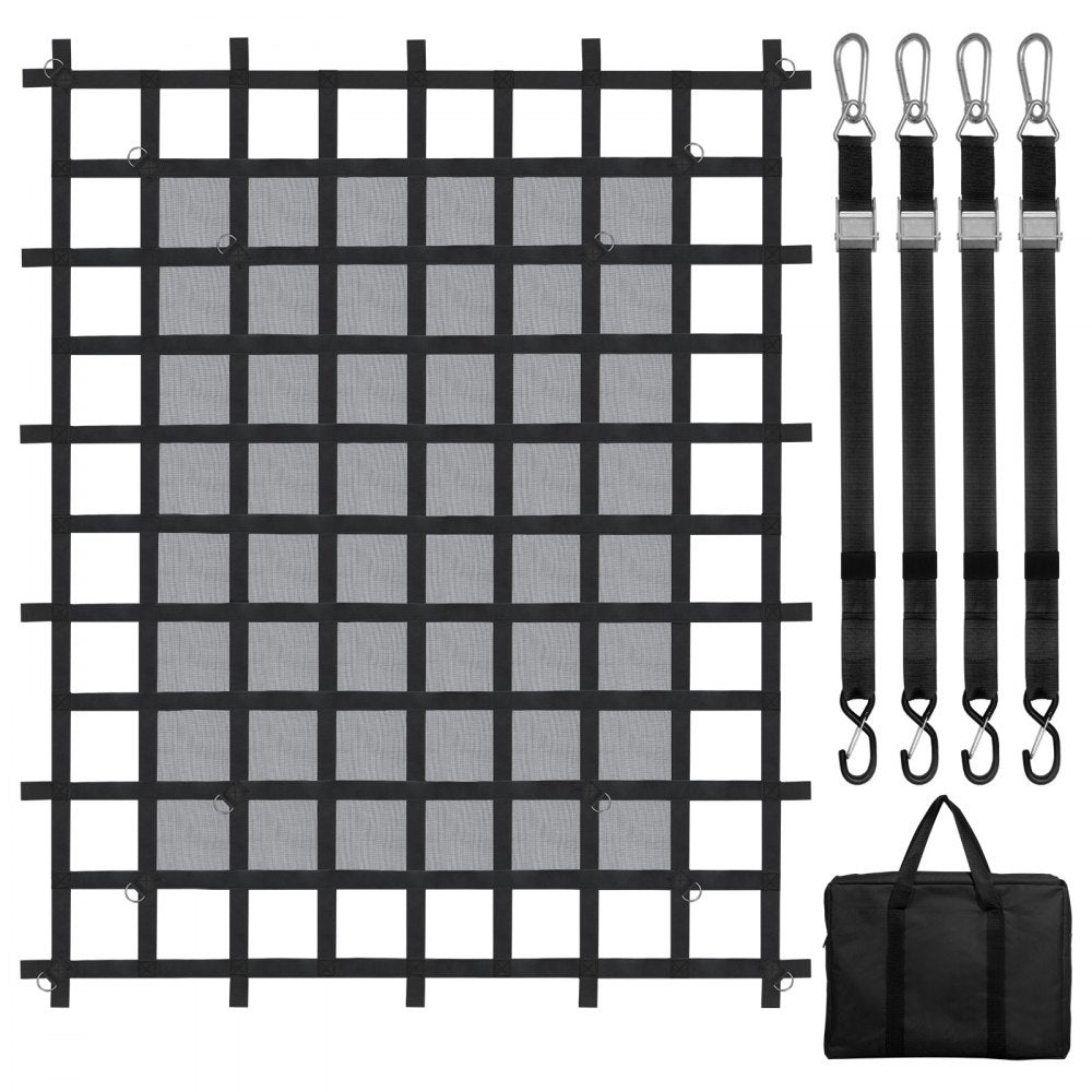 VEVOR Cargo Net Heavy Duty Cargo Net 72" x 57" Adjustable Buckles & S-Hooks 