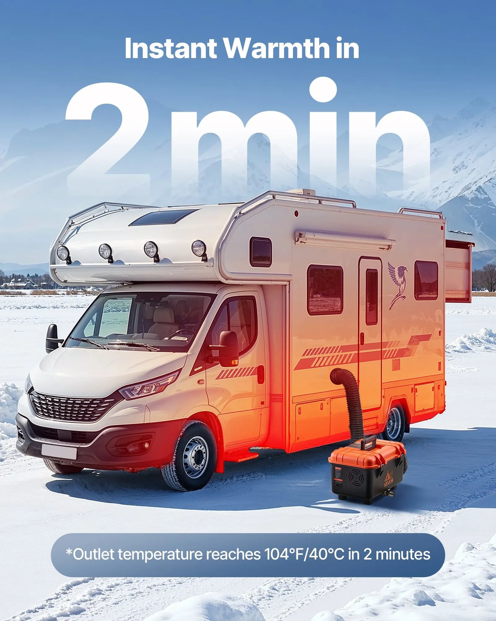VEVOR Diesel Heater, 8KW, DC 12V/24V, All in One Portable Diesel Air Heater with Remote Control and LCD Screen, Fast Heating Low Noise, 1.1 Gal Fuel Tank for Trucks, Vans, RVs, Campers, and Garages 