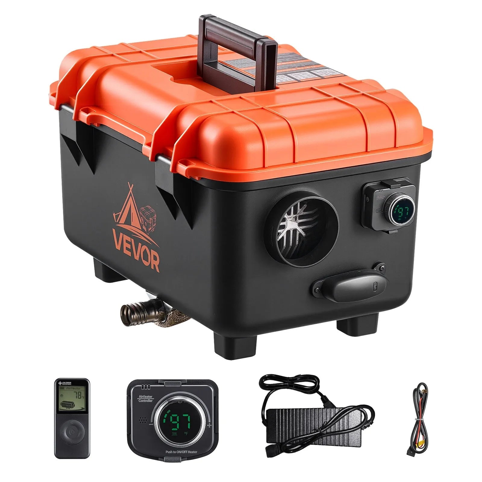 VEVOR Diesel Heater, 8KW, DC 12V/24V, All in One Portable Diesel Air Heater with Remote Control and LCD Screen, Fast Heating Low Noise, 1.1 Gal Fuel Tank for Trucks, Vans, RVs, Campers, and Garages 
