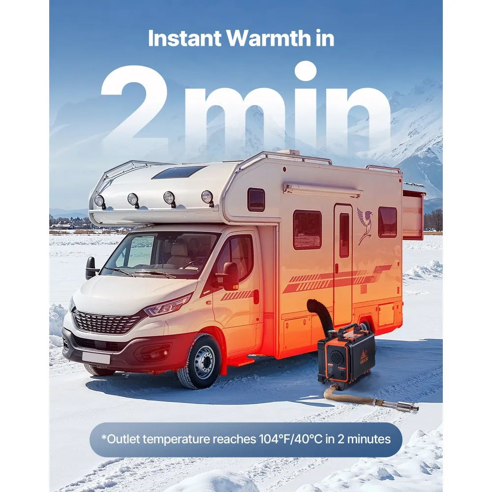 8KW Diesel Air Heater, 12V/24V All-in-One Portable Parking Heater with Remote Control and LCD Screen