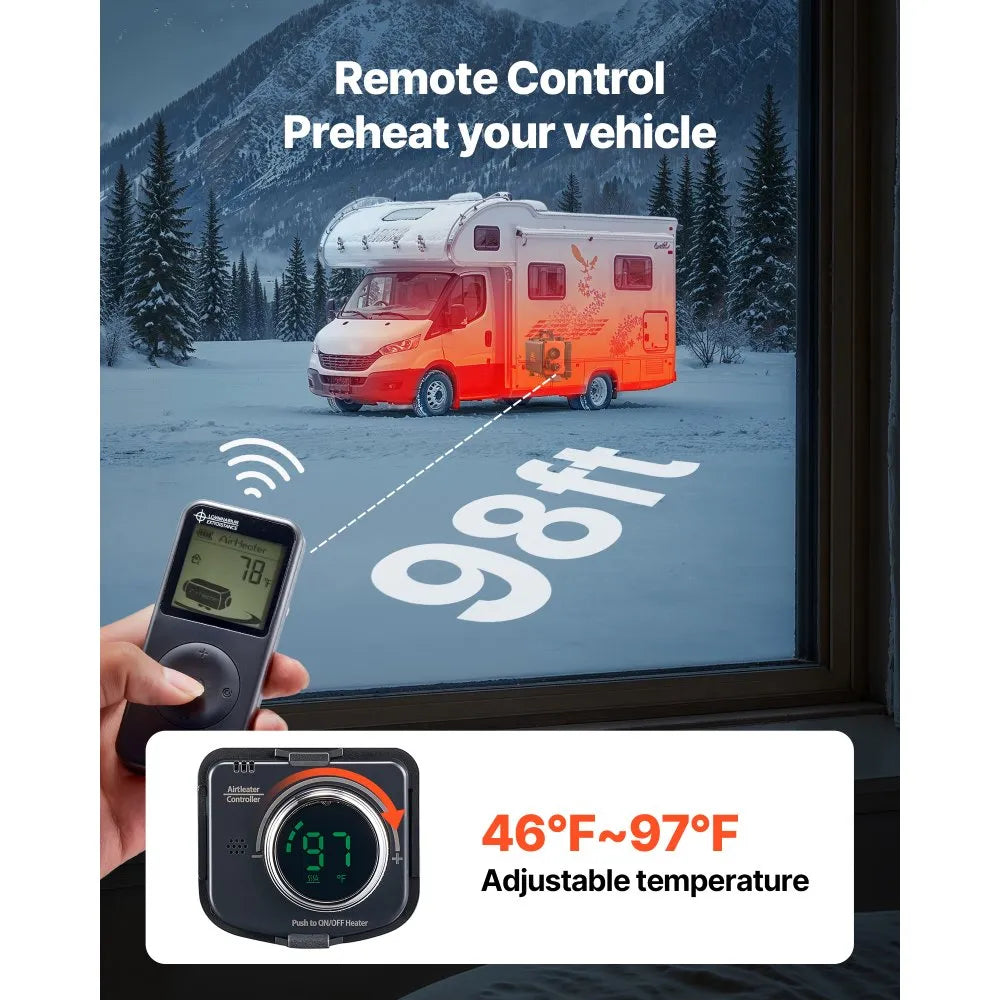 8KW Diesel Air Heater, 12V/24V All-in-One Portable Parking Heater with Remote Control and LCD Screen