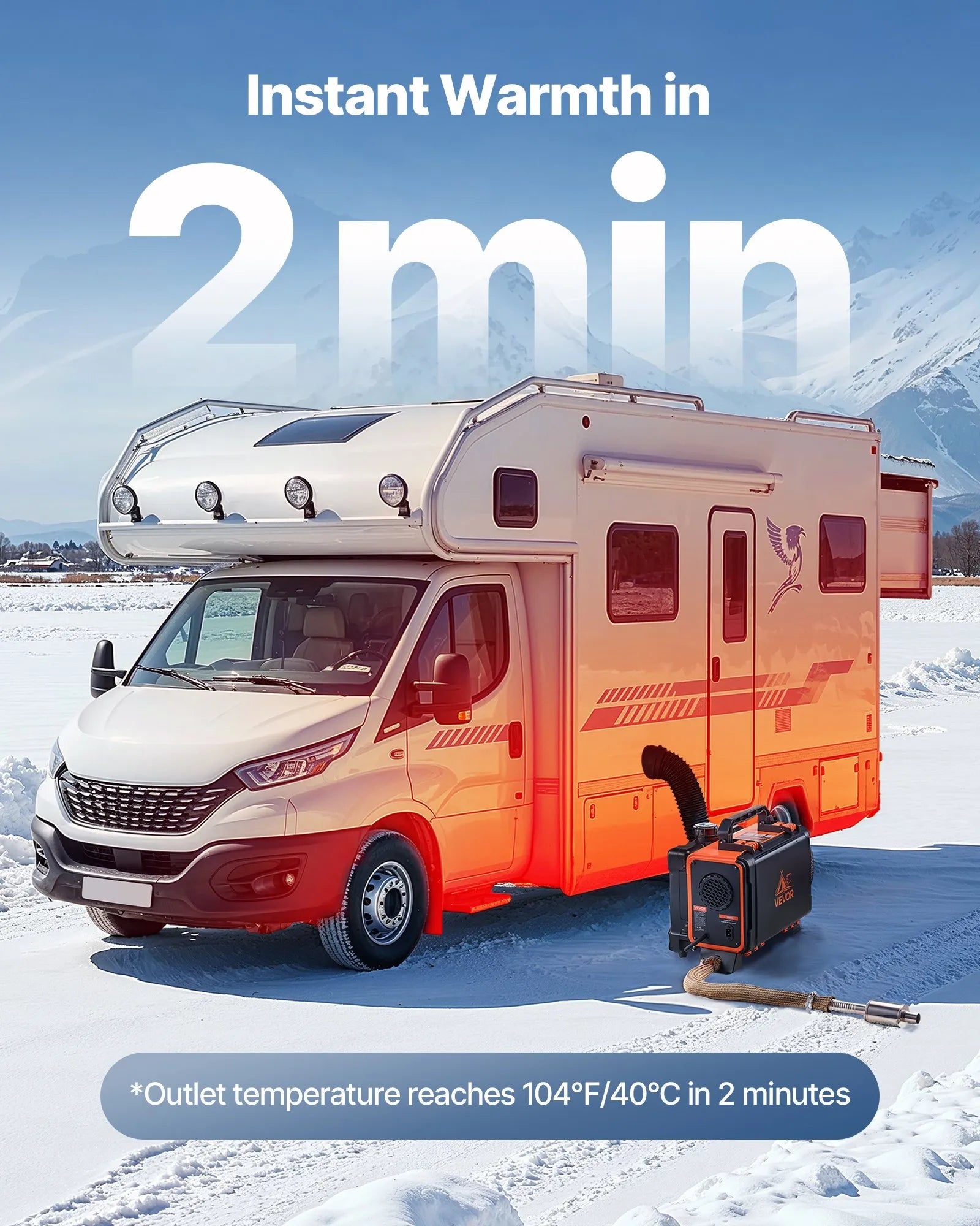 VEVOR Diesel Heater, 8KW, DC 12V/24V, All in One Portable Diesel Air Heater with Remote Control and LCD Screen, Fast Heating Low Noise, 1.2 Gal Fuel Tank for Trucks, Vans, RVs, Campers, and Garages 