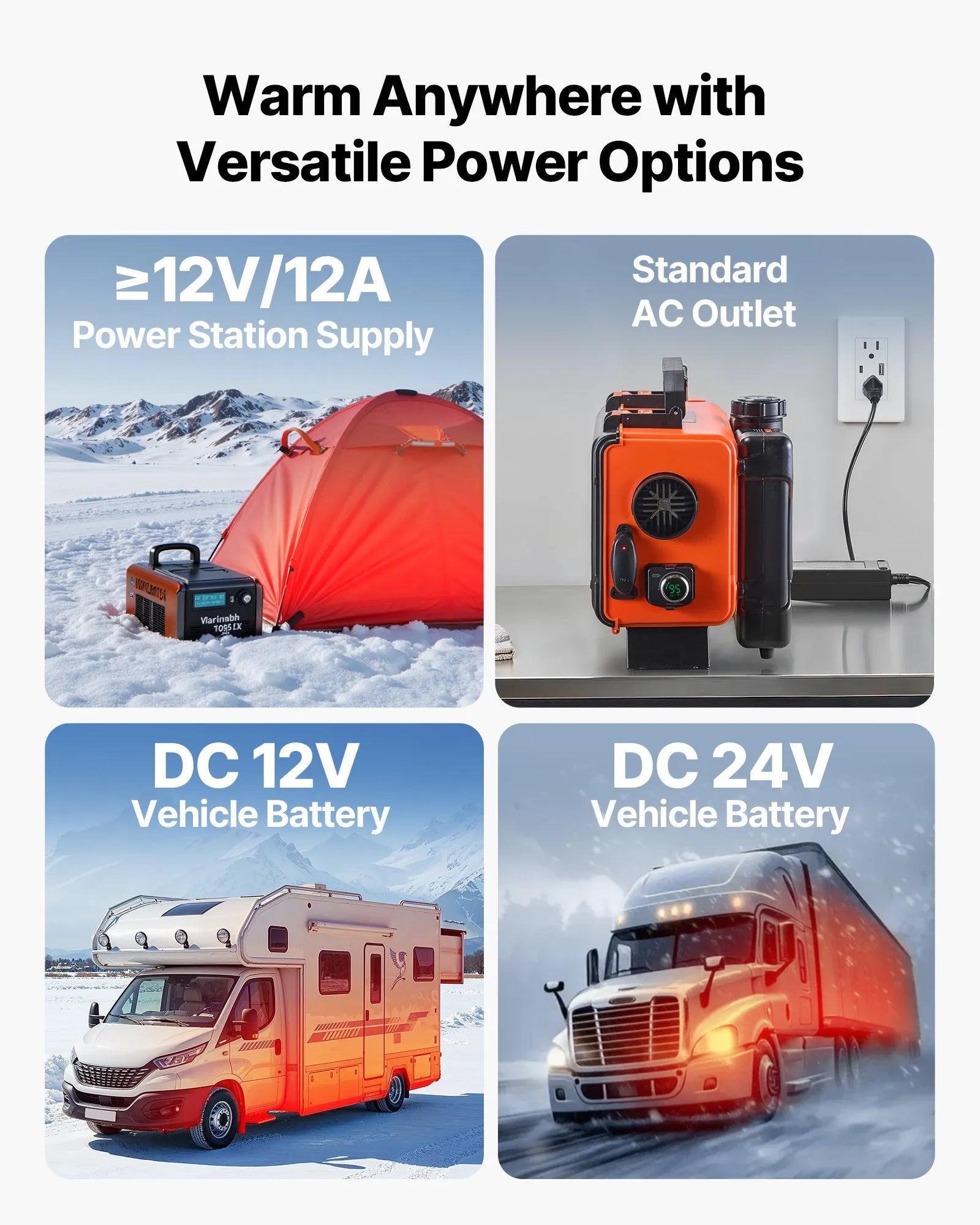 VEVOR Diesel Heater, 8KW, DC 12V/24V, All in One Portable Diesel Air Heater with Remote Control and LCD Screen, Fast Heating Low Noise, 1.2 Gal Fuel Tank for Trucks, Vans, RVs, Campers, and Garages 