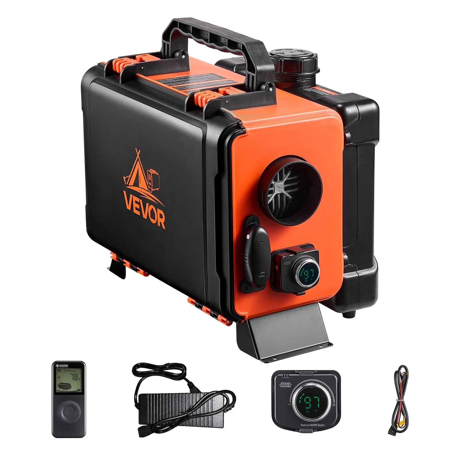VEVOR Diesel Heater, 8KW, DC 12V/24V, All in One Portable Diesel Air Heater with Remote Control and LCD Screen, Fast Heating Low Noise, 1.2 Gal Fuel Tank for Trucks, Vans, RVs, Campers, and Garages 