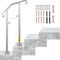 VEVOR Outdoor Stair Railing, Fit 1 or 2 Steps Alloy Metal Handrailing, Front Porch Flexible Transitional Handrail, Arch Step Rail With Installation Kit, for Concrete or Wooden Stairs, Silver