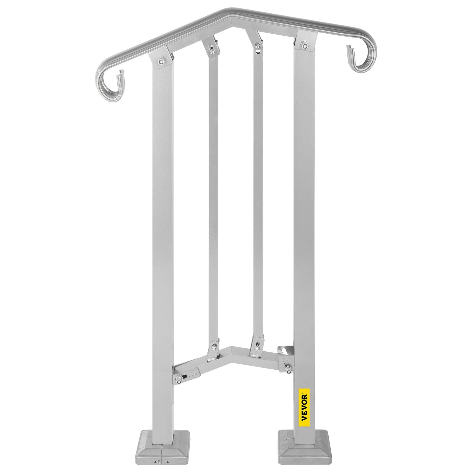 VEVOR Outdoor Stair Railing, Alloy Metal Hand Railing, Fit 1 or 2 Steps Flexible Transitional Handrail, Black Outdoor Stair Rail W/ Installation Kit, Step Handrail for Concrete or Wooden Stairs 