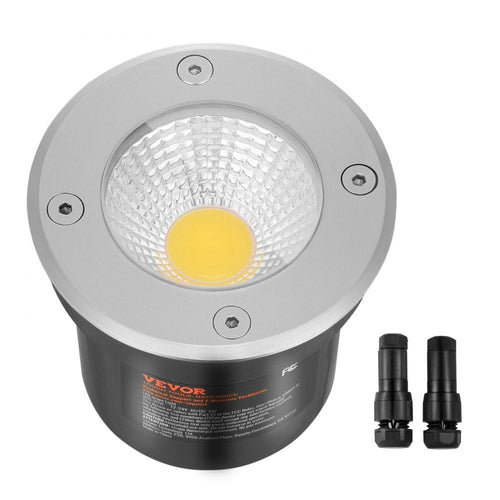 VEVOR Low Voltage Landscape Lights, LED Well Lights, 6W 12V-24V In-Ground Light, IP67 Waterproof Outdoor Landscape Lighting with Connectors, for Driveway Deck Garden Pathway Lights (6 Pack Warm White)