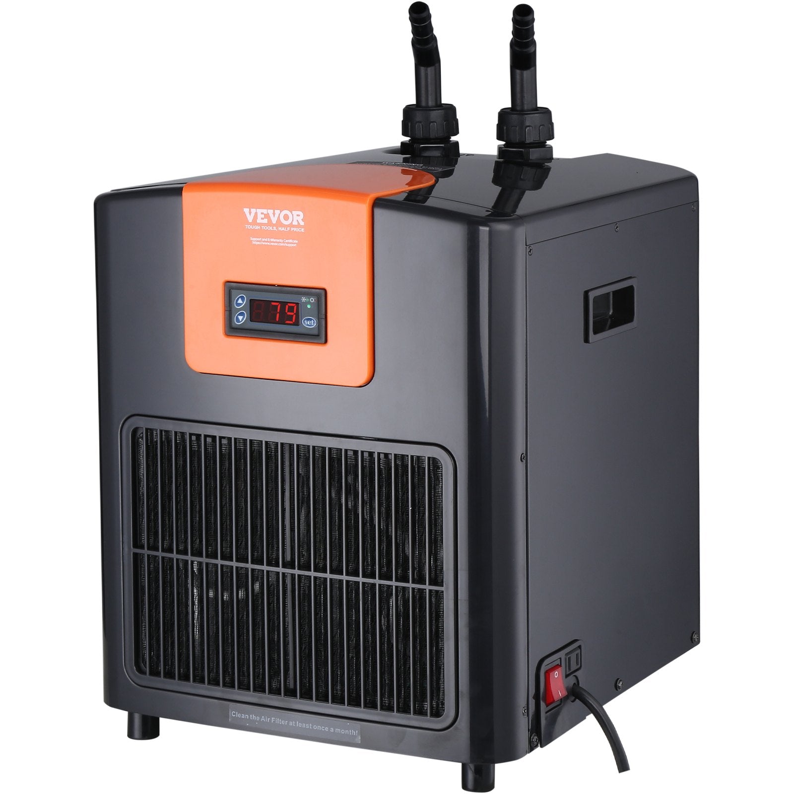 VEVOR Aquarium Chiller, 92 Gal 348 L, 1/4 HP Hydroponic Water Chiller, Quiet Refrigeration Compressor for Seawater and Fresh Water, Fish Tank Cooling System with Pump/Hose, for Jellyfish, Coral Reef 