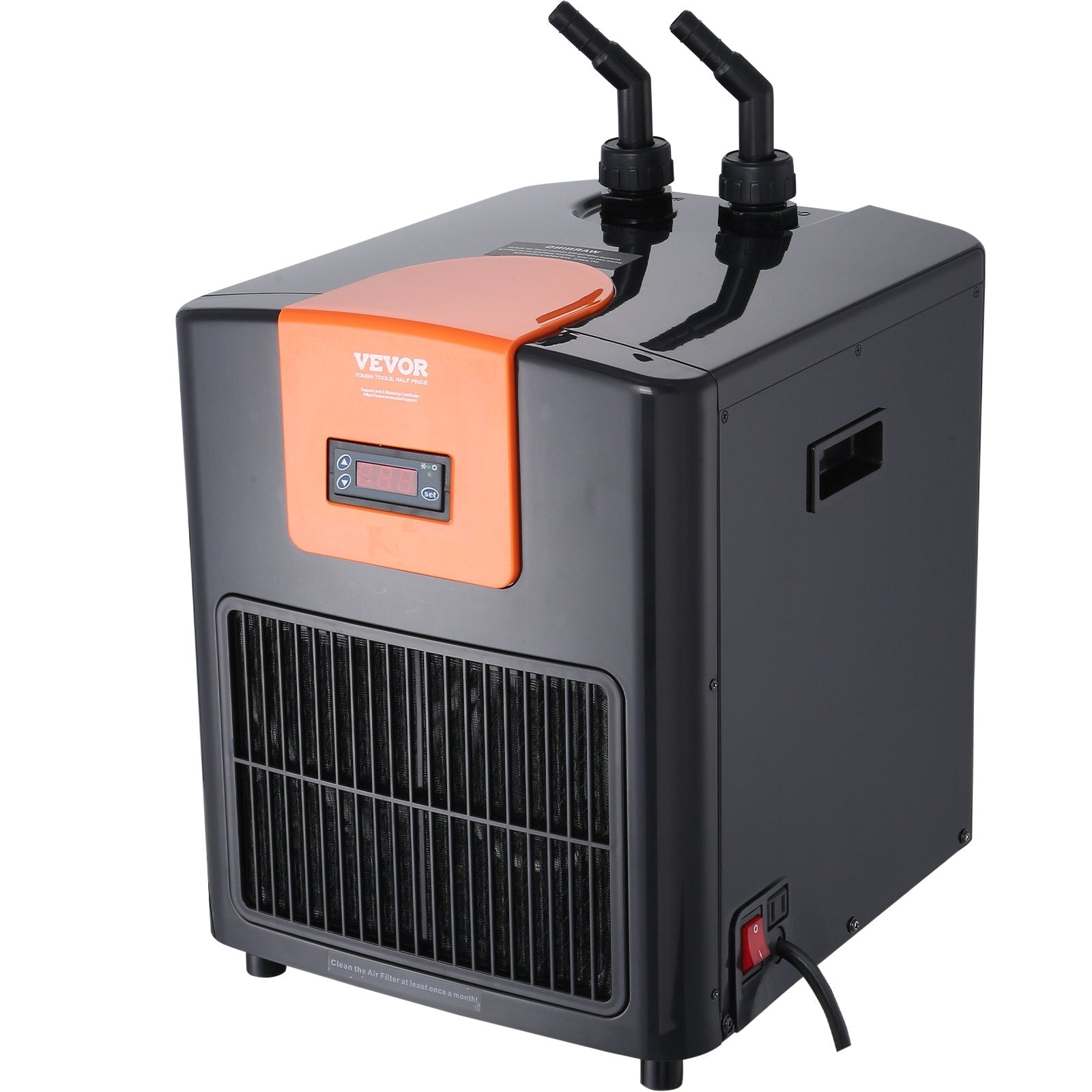 VEVOR Aquarium Chiller, 92 Gal 348 L, 1/4 HP Hydroponic Water Chiller, Quiet Refrigeration Compressor for Seawater and Fresh Water, Fish Tank Cooling System with Pump/Hose, for Jellyfish, Coral Reef 
