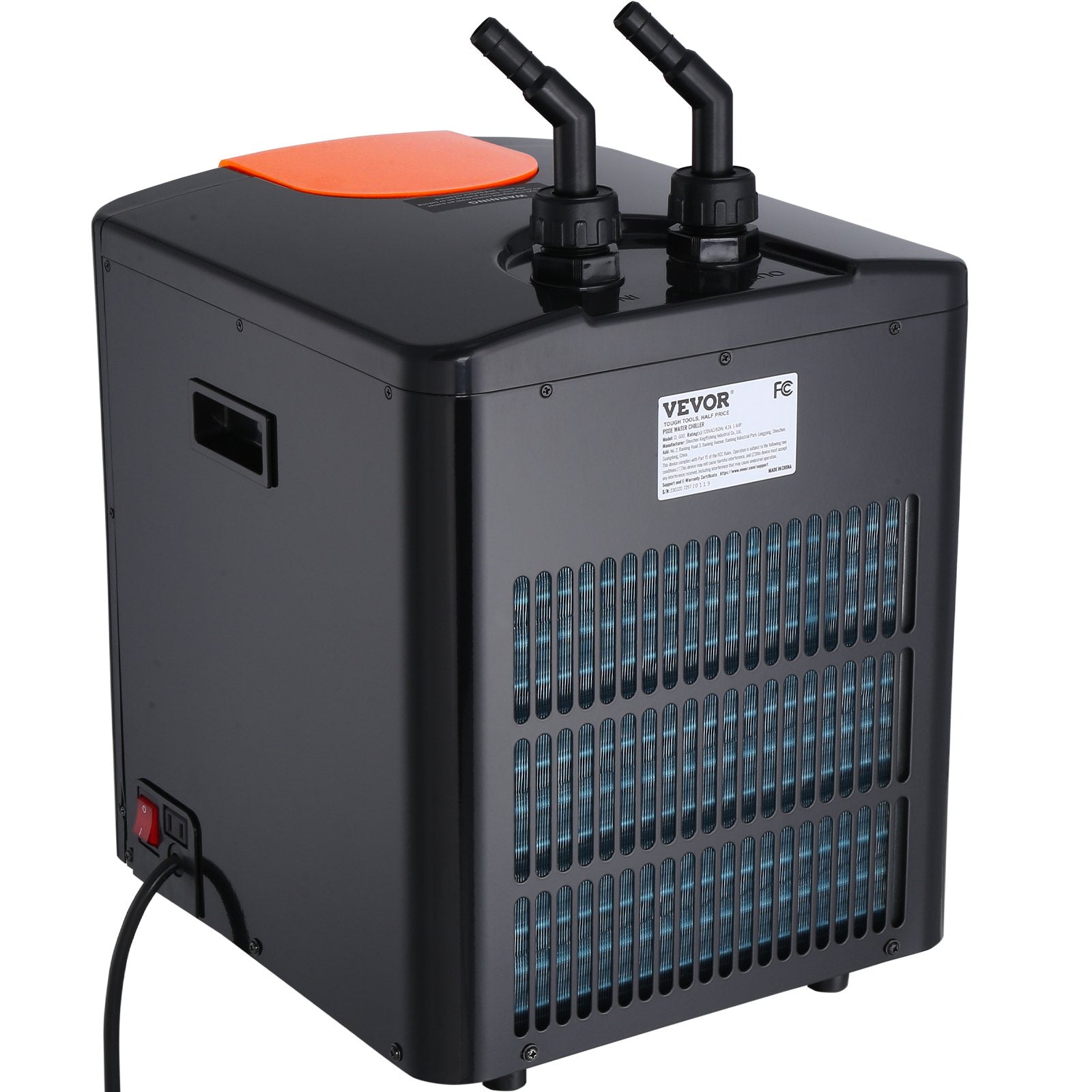 VEVOR Aquarium Chiller, 92 Gal 348 L, 1/4 HP Hydroponic Water Chiller, Quiet Refrigeration Compressor for Seawater and Fresh Water, Fish Tank Cooling System with Pump/Hose, for Jellyfish, Coral Reef 
