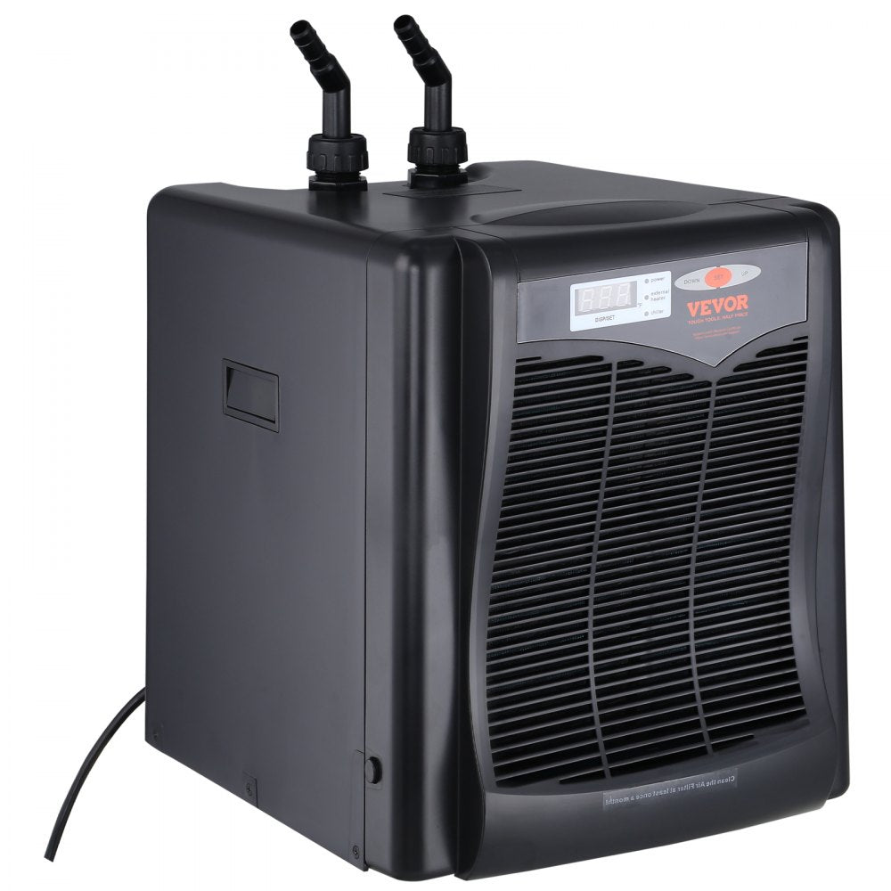 VEVOR Aquarium Chiller, 110 Gal 416 L, 1/3 HP Hydroponic Water Chiller, Quiet Refrigeration Compressor for Seawater and Fresh Water, Fish Tank Cooling System with Pump/Hose, for Jellyfish, Coral Reef 