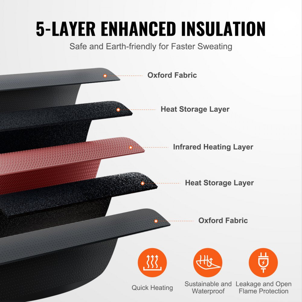VEVOR Sauna Blanket for Detoxification, Portable Far Infrared Sauna for Home, Oxford Sauna Bag w/ Arm Holes & Carbon Fiber Heating, 1-6 Level Adjustable Temp 95-176?, 5-60 Minutes Timer, 71 x 31 in 