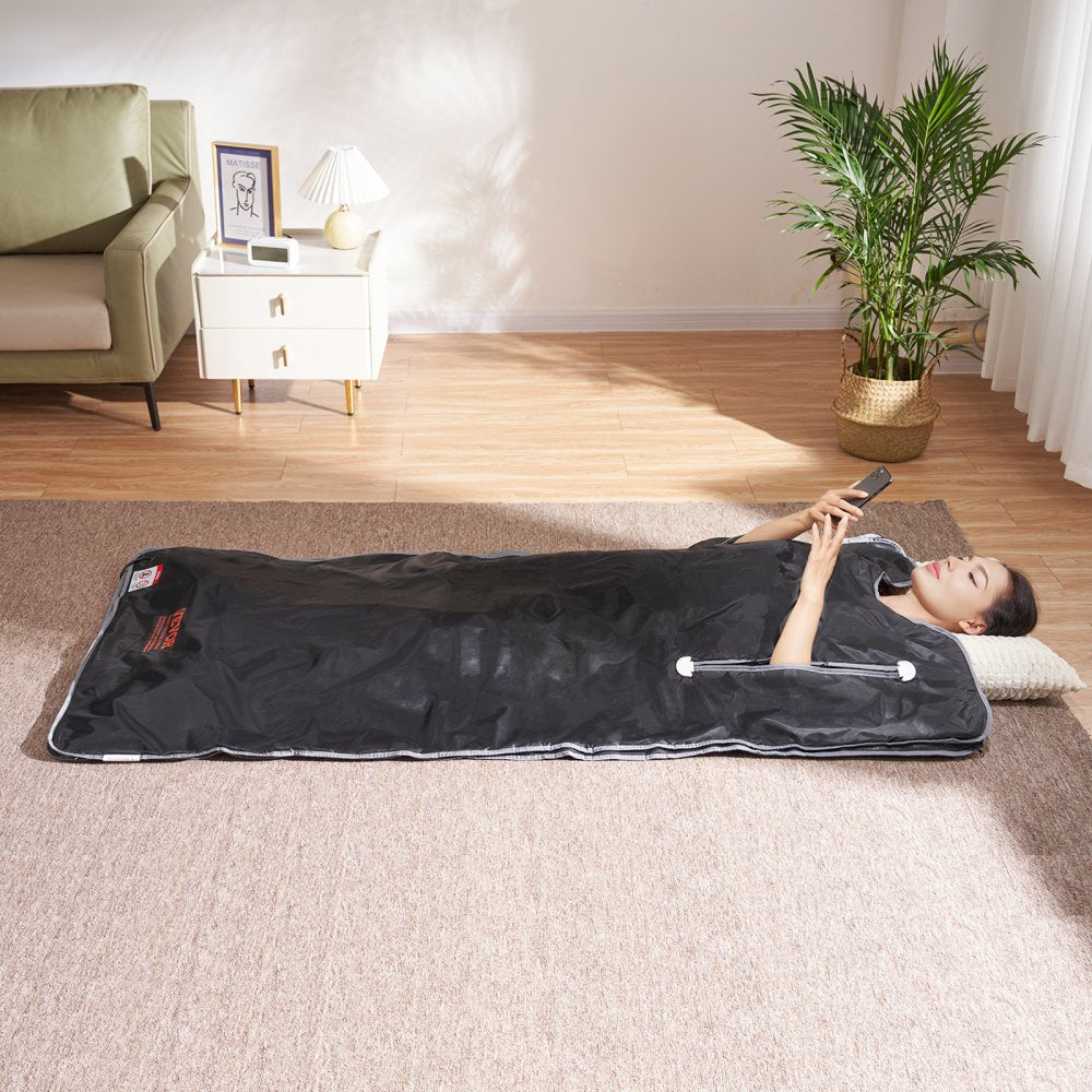 VEVOR Sauna Blanket for Detoxification, Portable Far Infrared Sauna for Home, Oxford Sauna Bag w/ Arm Holes & Carbon Fiber Heating, 1-6 Level Adjustable Temp 95-176?, 5-60 Minutes Timer, 71 x 31 in 