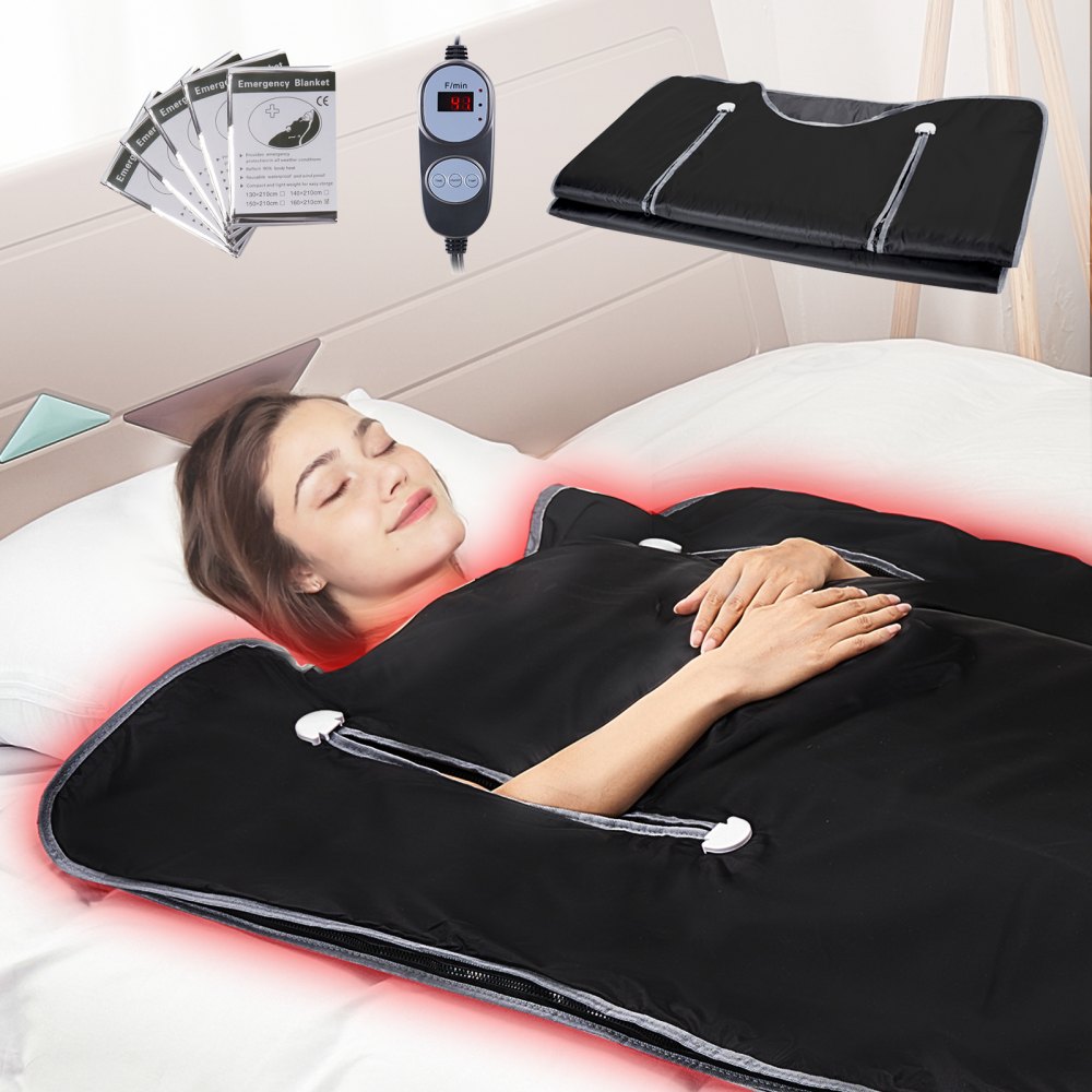 VEVOR Sauna Blanket for Detoxification, Portable Far Infrared Sauna for Home, Oxford Sauna Bag w/ Arm Holes & Carbon Fiber Heating, 1-6 Level Adjustable Temp 95-176?, 5-60 Minutes Timer, 71 x 31 in 
