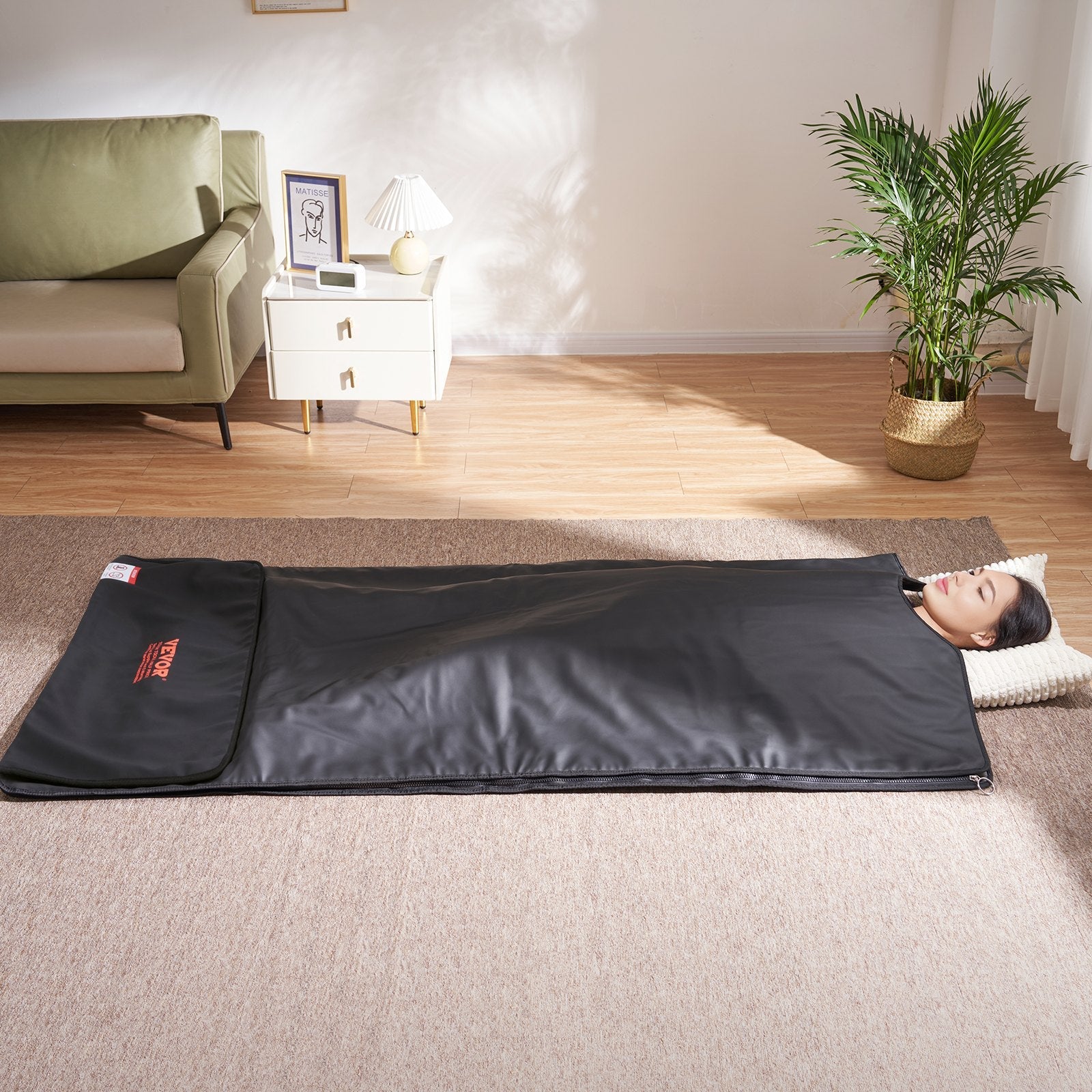 VEVOR Sauna Blanket for Detoxification, Portable Far Infrared Sauna for Home, PU Sauna Bag w/  Therapy Stones & Carbon Fiber Heating, 1-6 Level Adjustable Temp 95-185?, 1-60 Minutes Timer, 75 x 35in 