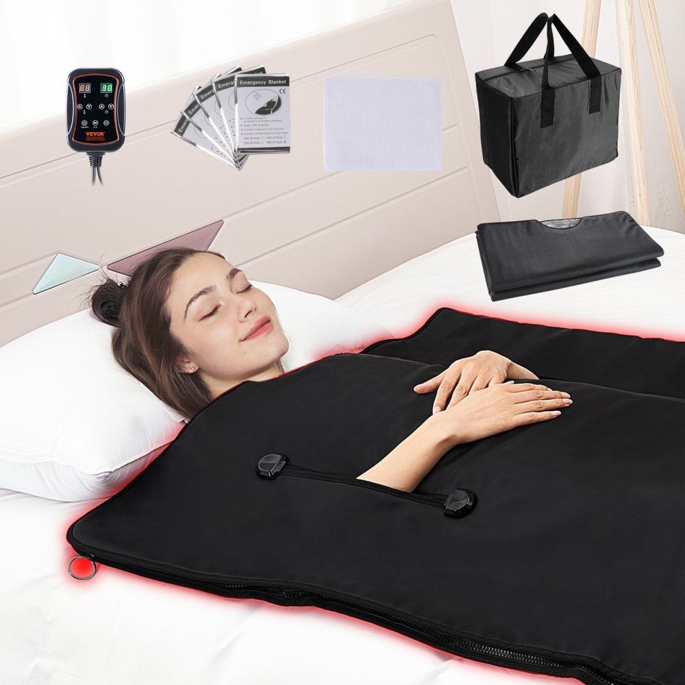 VEVOR Sauna Blanket for Detoxification, Portable Far Infrared Sauna for Home with Arm Holes for Comfort, 1-6 Level Adjustable Temprature Rannge 95-185?, 1-60 Minutes Timer, Carbon Fiber Heating 