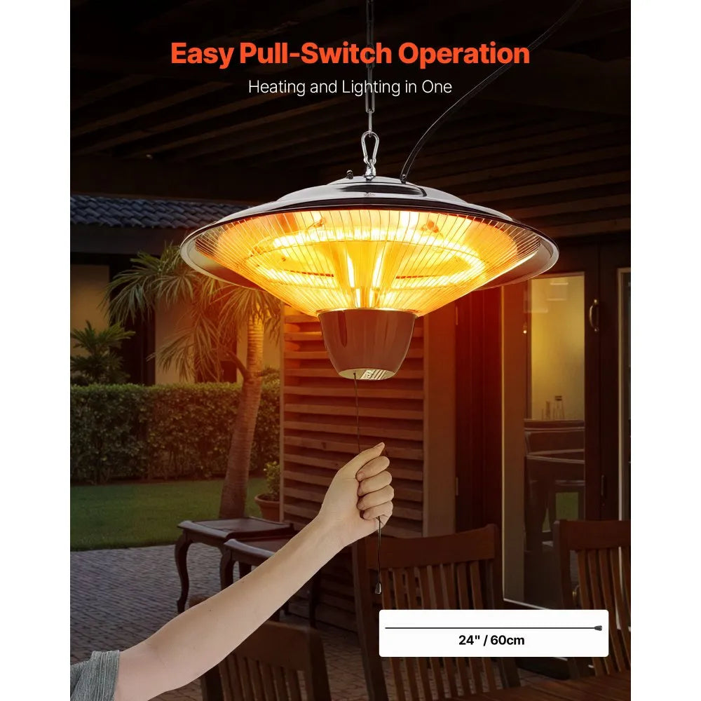1500W Hanging Patio Heater, Electric Infrared Heater with IP34 Protection