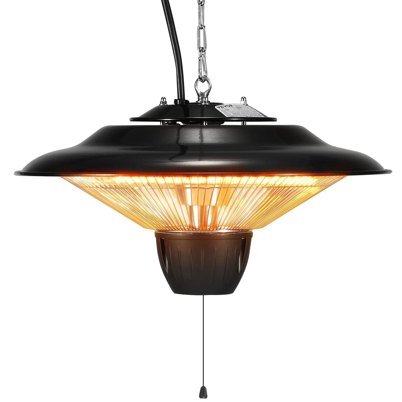 VEVOR Hanging Patio Heater, 1500W Electric Space Infrared Heater, IP34 Protection with 23.6 inch Pull Cord & Adjustable Chain, for Porch,Patio,Dining Room,Studio Outdoor/Indoor 