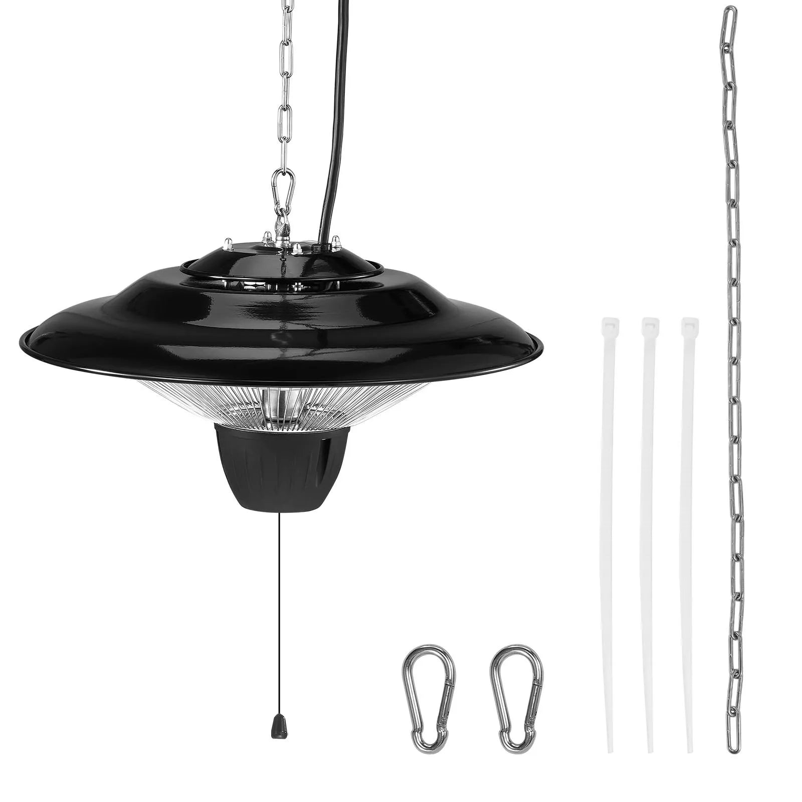 VEVOR Hanging Patio Heater, 1500W Electric Space Infrared Heater, IP34 Protection with 23.6 inch Pull Cord & Adjustable Chain, for Porch,Patio,Dining Room,Studio Outdoor/Indoor 