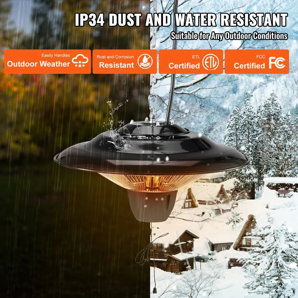 1500W Infrared Ceiling Heater with IP34 Protection for Indoor and Outdoor Use