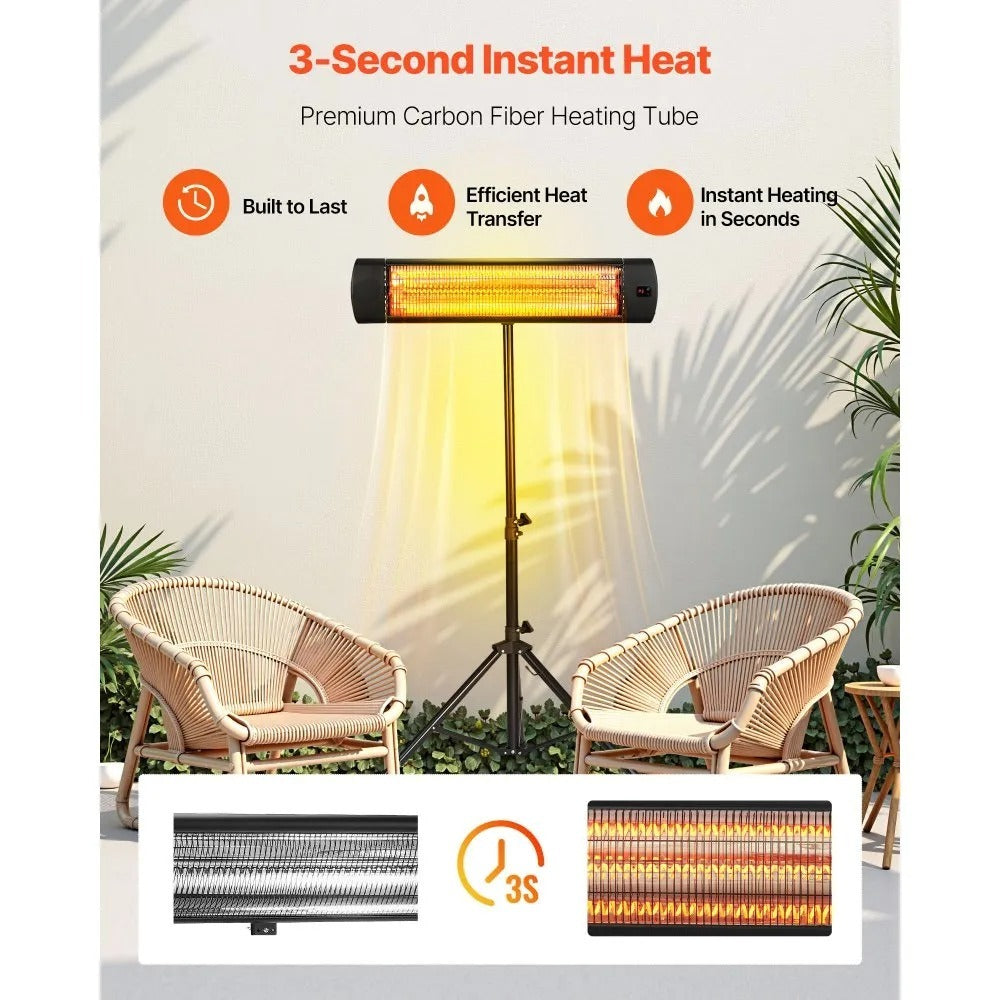 1500W Infrared Space Heater with Remote Control, LED Display and Timer