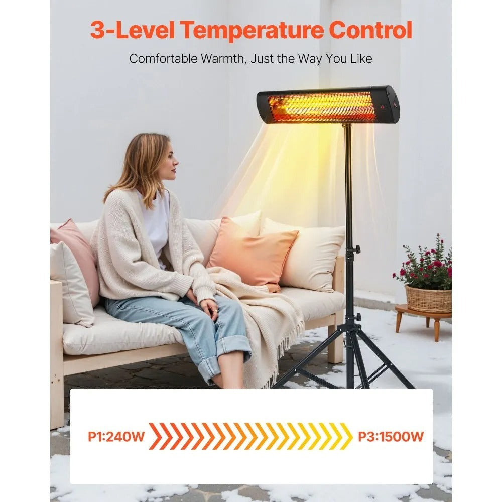 1500W Infrared Space Heater with Remote Control, LED Display and Timer