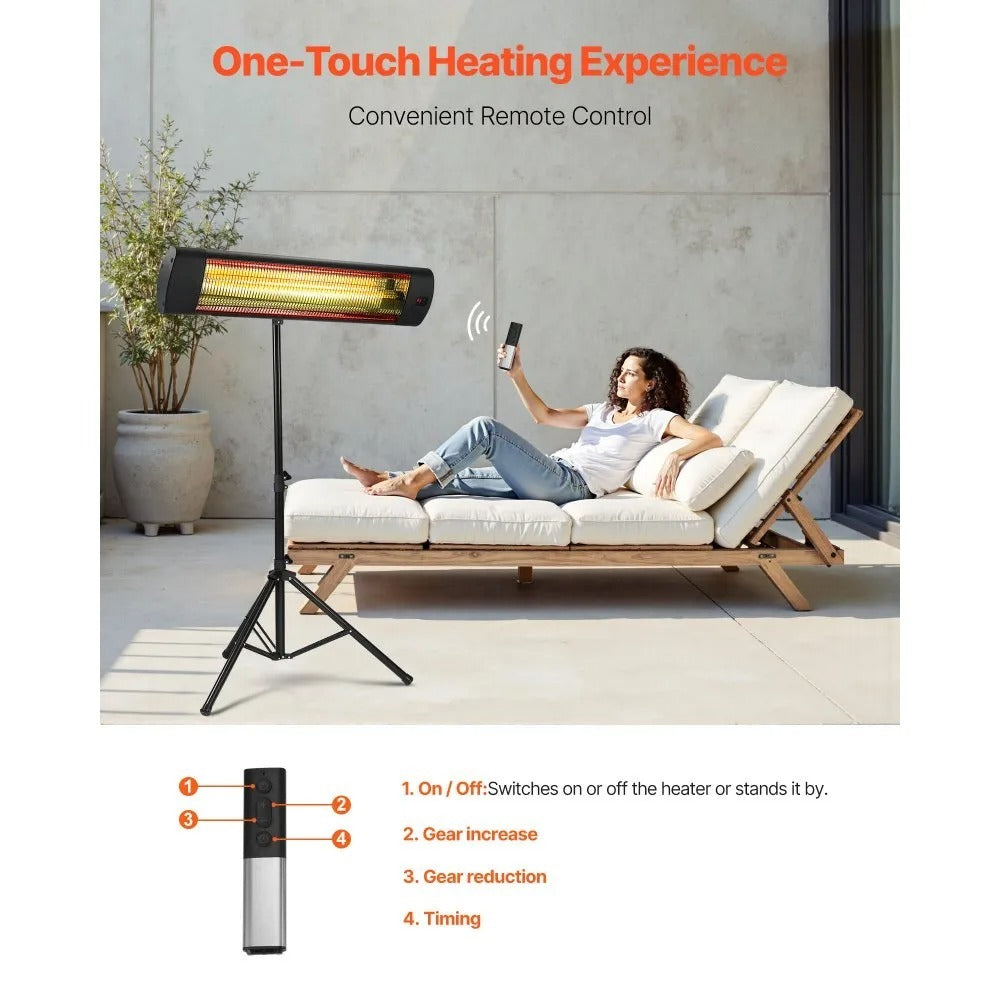 1500W Infrared Space Heater with Remote Control, LED Display and Timer