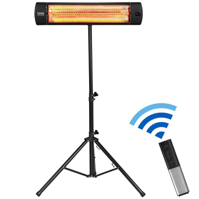 VEVOR Infrared Heater 1500W Electric Space Heater Remote Control 3 Speeds 24in 