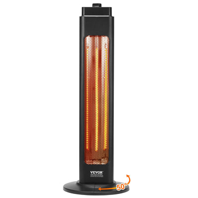 VEVOR Infrared Heater, 1500W Oscillation Electric Space Heater, Patio Heater w/ 2 Speeds & Timer, Outdoor/Outdoor for Bedroom,Studio,Porch,Dining Room,Studio, Stand,31.5 in L, Black 