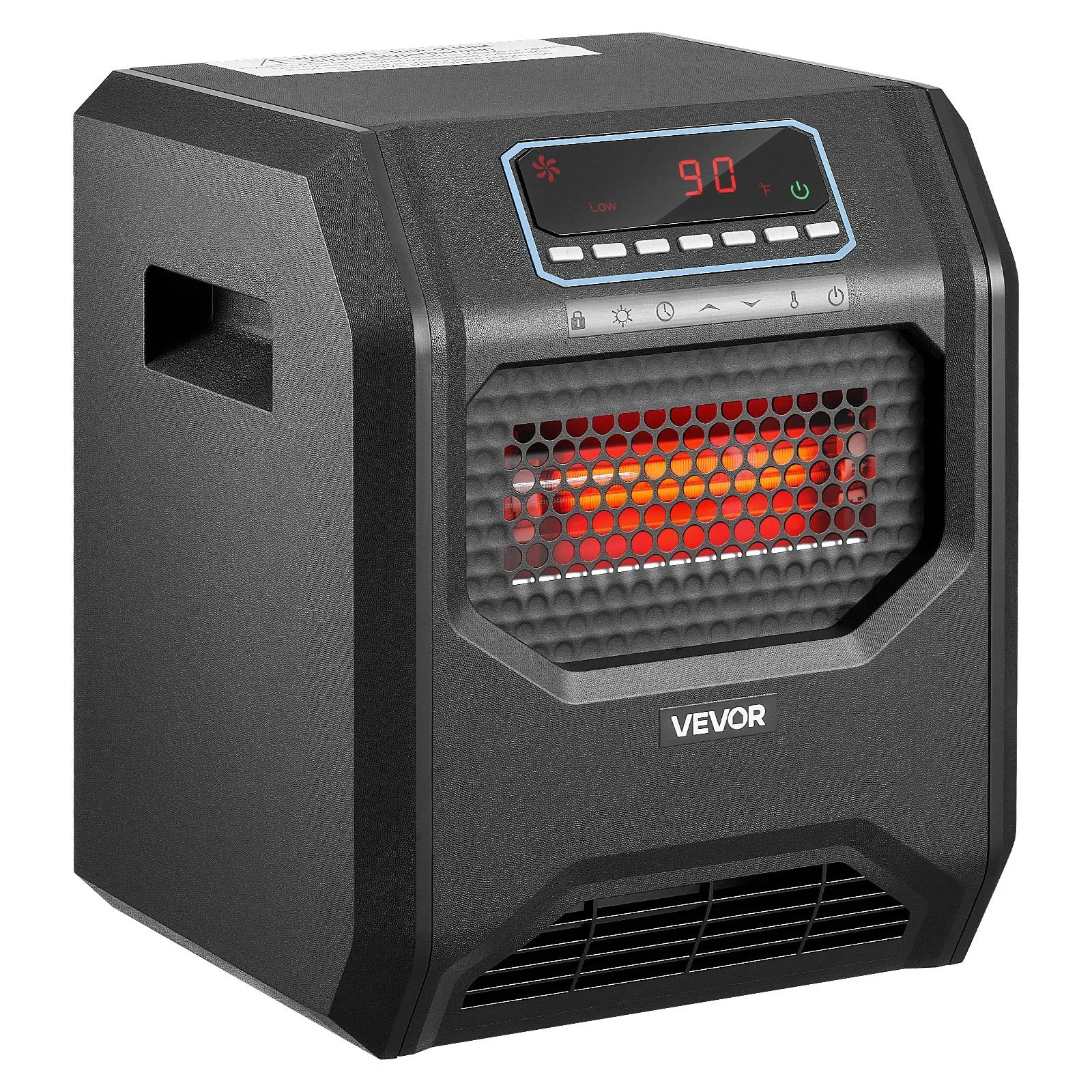 1500W Infrared Electric Space Heater with Remote Control, 3 Heat Settings & 12-Hour Timer – Black