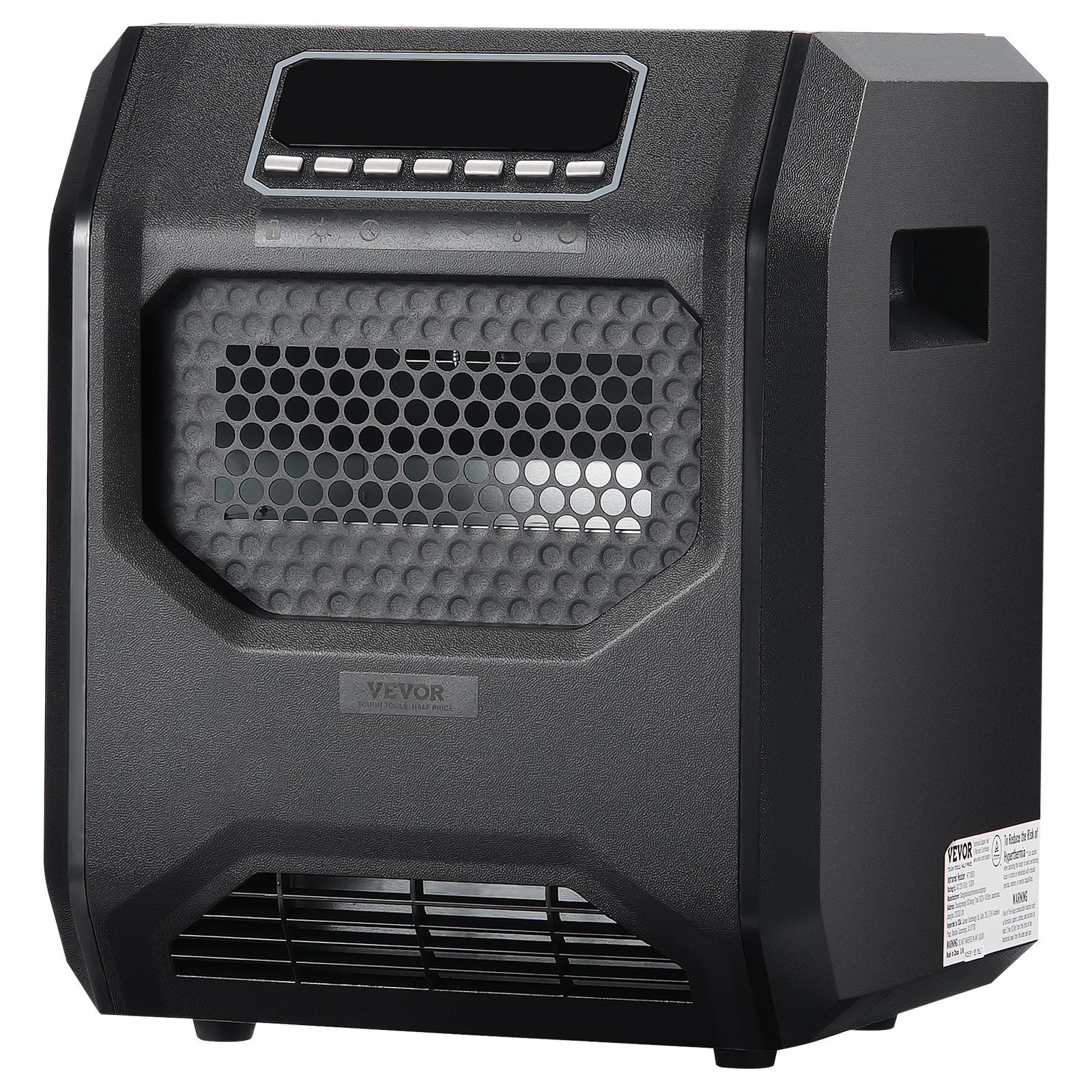 VEVOR Infrared Heater 1500W Electric Space Heater Remote Control 3 Speeds ABS 