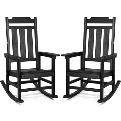 VEVOR Porch Rocker HIPS Outdoor Rocking Chair High Back 2 pcs 400 lbs Weight 