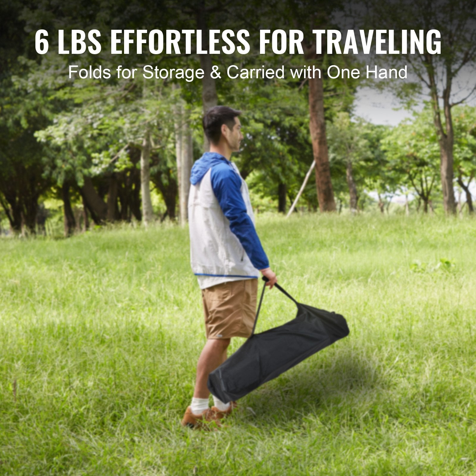 VEVOR Folding Camping Table, Outdoor Portable Side Tables, Lightweight Fold Up Table, Aluminum Ultra Compact Work Table with Carry Bag, For Cooking, Beach, Picnic, Travel, 24x16 inch, Silver 