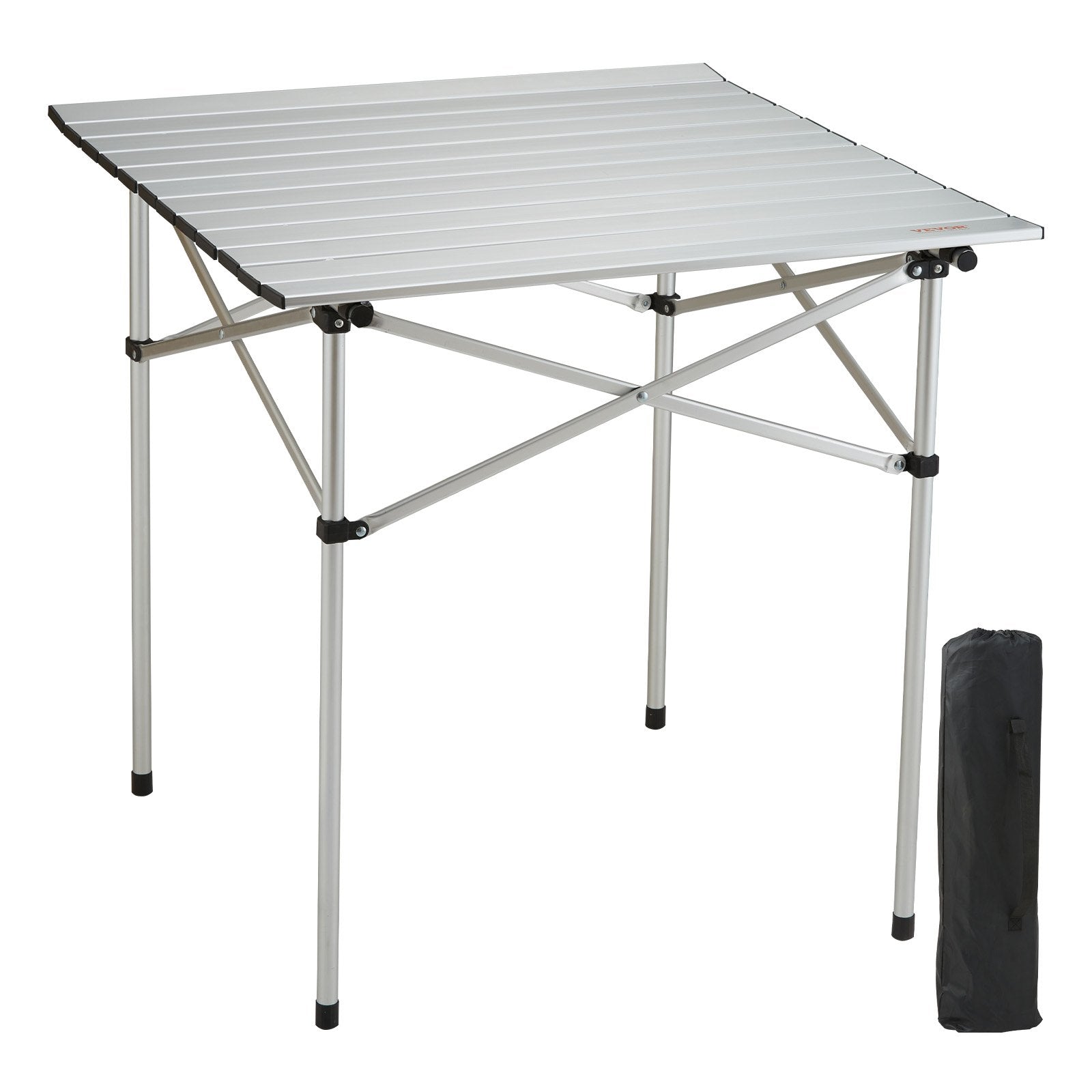 VEVOR Folding Camping Table, Outdoor Portable Side Tables, Lightweight Fold Up Table, Aluminum Ultra Compact Work Table with Carry Bag, For Cooking, Beach, Picnic, Travel, 24x16 inch, Silver 