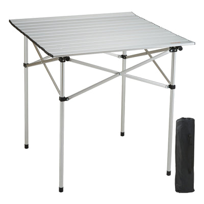 VEVOR Folding Camping Table, Outdoor Portable Side Tables, Lightweight Fold Up Table, Aluminum Ultra Compact Work Table with Carry Bag, For Cooking, Beach, Picnic, Travel, 24x16 inch, Silver 