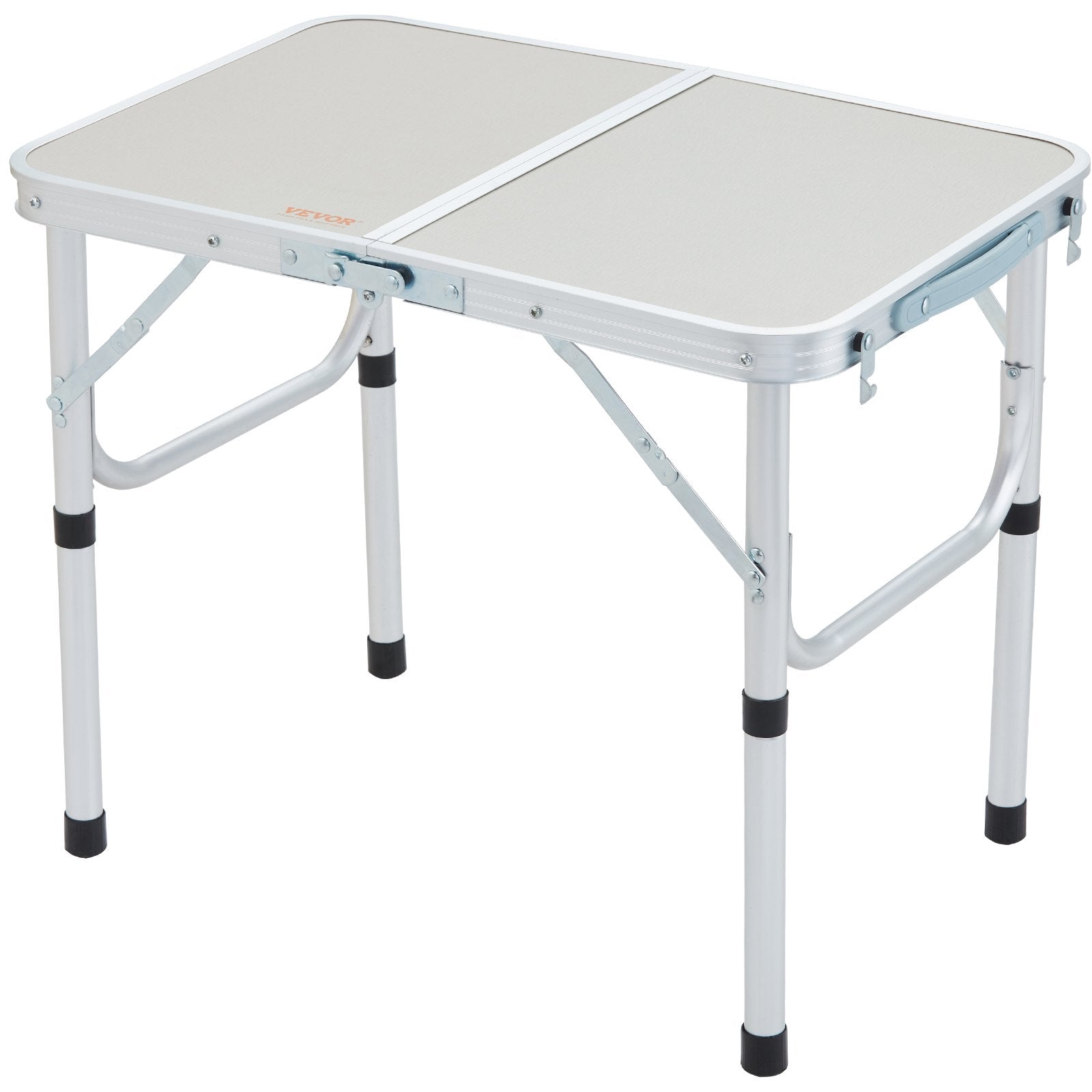 VEVOR Folding Camping Table, Adjustable Height Outdoor Portable Side Tables, Lightweight Fold Up Table, Aluminum & MDF Ultra Compact Work Table, For Cooking, Beach, Picnic, Travel, 24x16 inch, Silver 