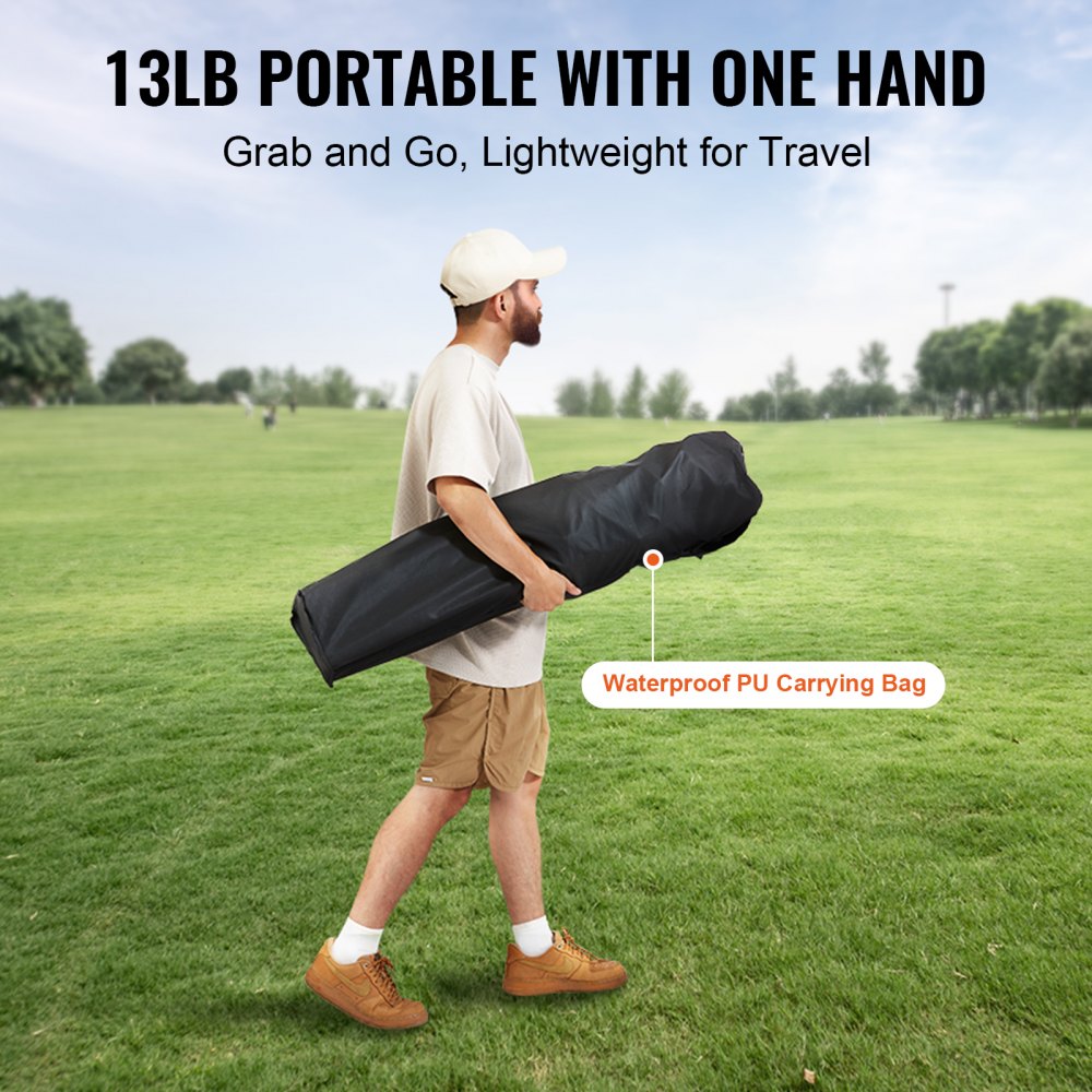 VEVOR Camping Folding Chair for Adults, Portable Heavy Duty Outdoor Quad Lumbar Back Padded Arm Chairs with Side Pockets, Cup Holder and Cooler Bag for Beach, Lawn, Picnic, Fishing, Backpacking, Black 