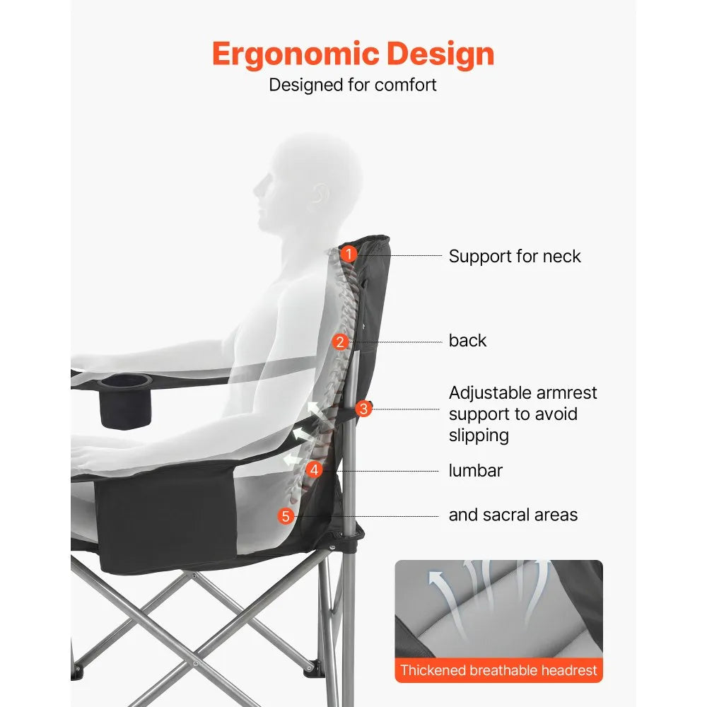 2-Pack Oversized Camping Chairs, 450 lb Heavy-Duty Folding Chairs