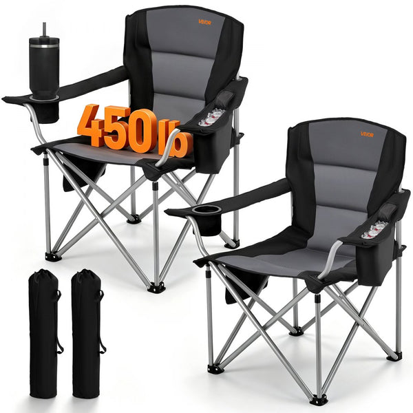 2-Pack Oversized Camping Chairs, 450 lb Heavy-Duty Folding Chairs