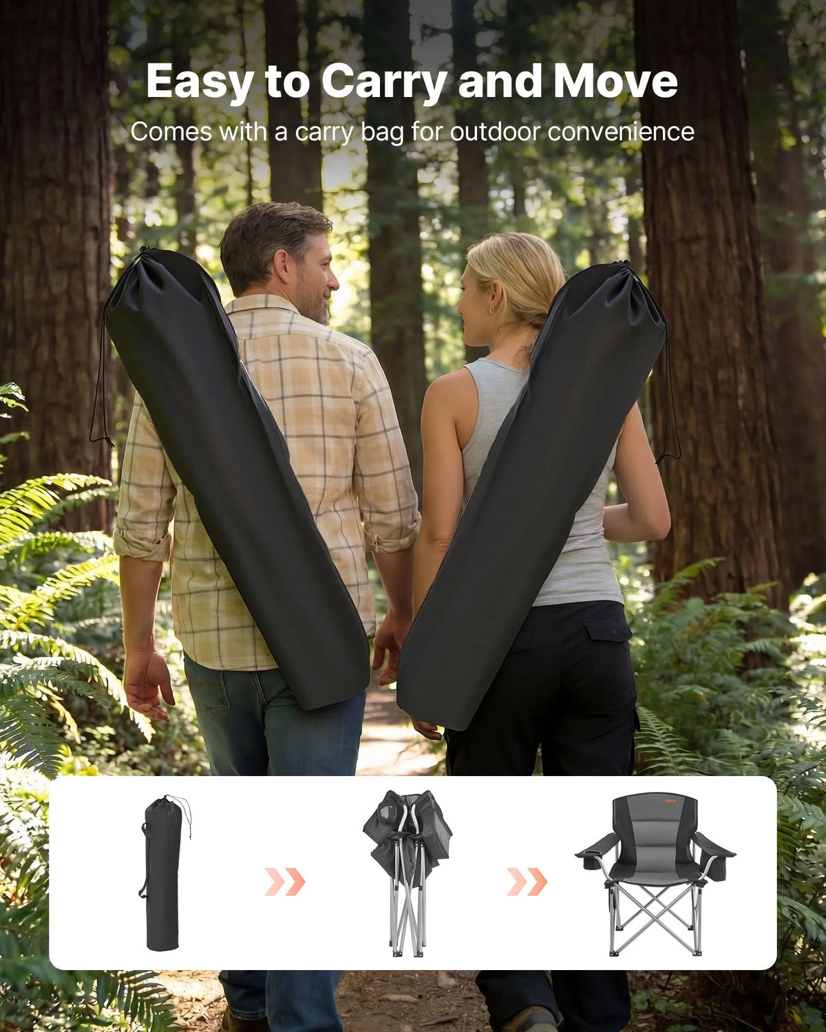 2-Pack Oversized Camping Chairs, 450 lb Heavy-Duty Folding Chairs