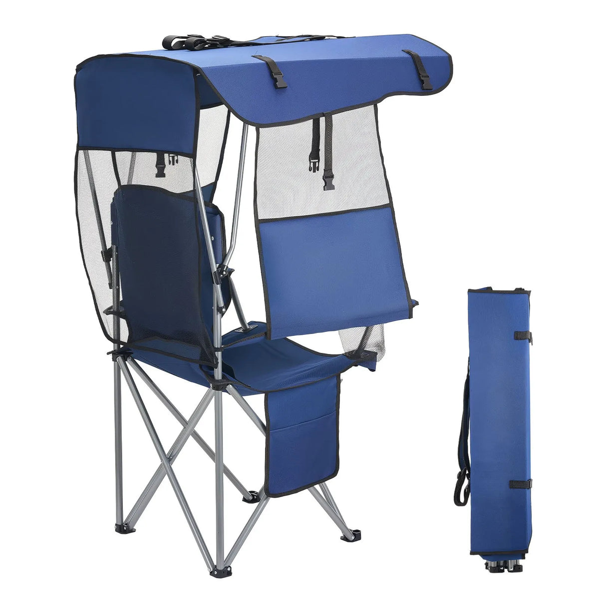 Folding Camping Chair with Canopy Shade, 330 lb Heavy-Duty