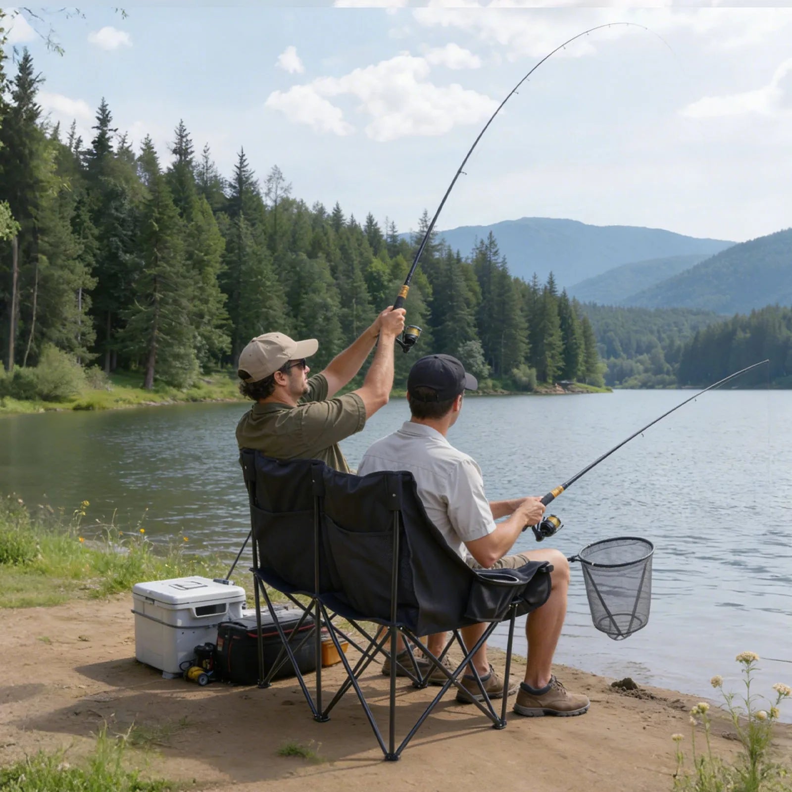 Double Camping Chair – Oversized Two-Person Folding Camp Chair with 660 lb Capacity, Cup Holders & Carry Bag