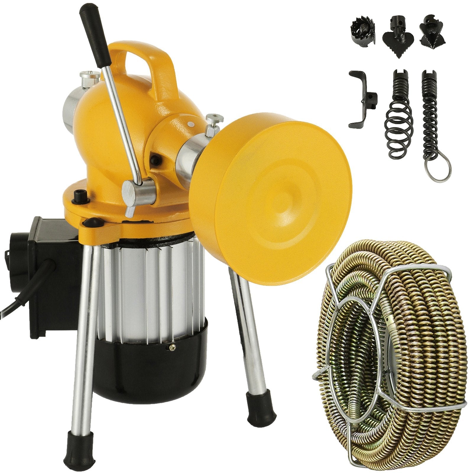 VEVOR Drain Cleaner Machine, 66Ft x2/3Inch Electric Drain Auger with 2 Cables for 3/4\" to 4\" Pipes, Power Spin with Autofeed Function & 6 Cutters, Sewer Snake for Toilet Sewer Bathroom Sink Shower 