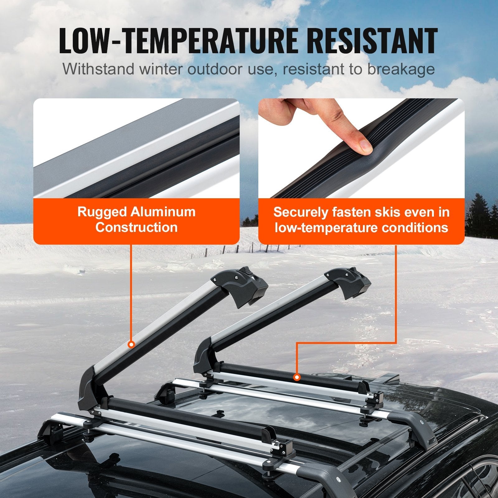 VEVOR Ski Snowboard Roof Rack 31.7" Universal Ski Rack for Car Roof with Lock 