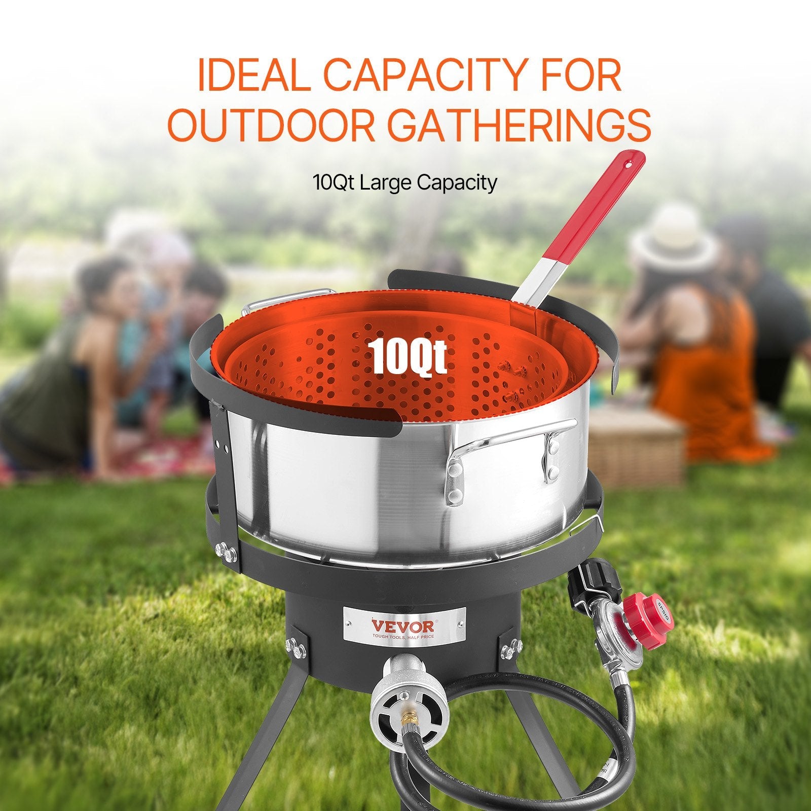 VEVOR 10 Qt Fish and Wing Fryer Aluminum Outdoor Propane Deep Fryer Kit Basket 
