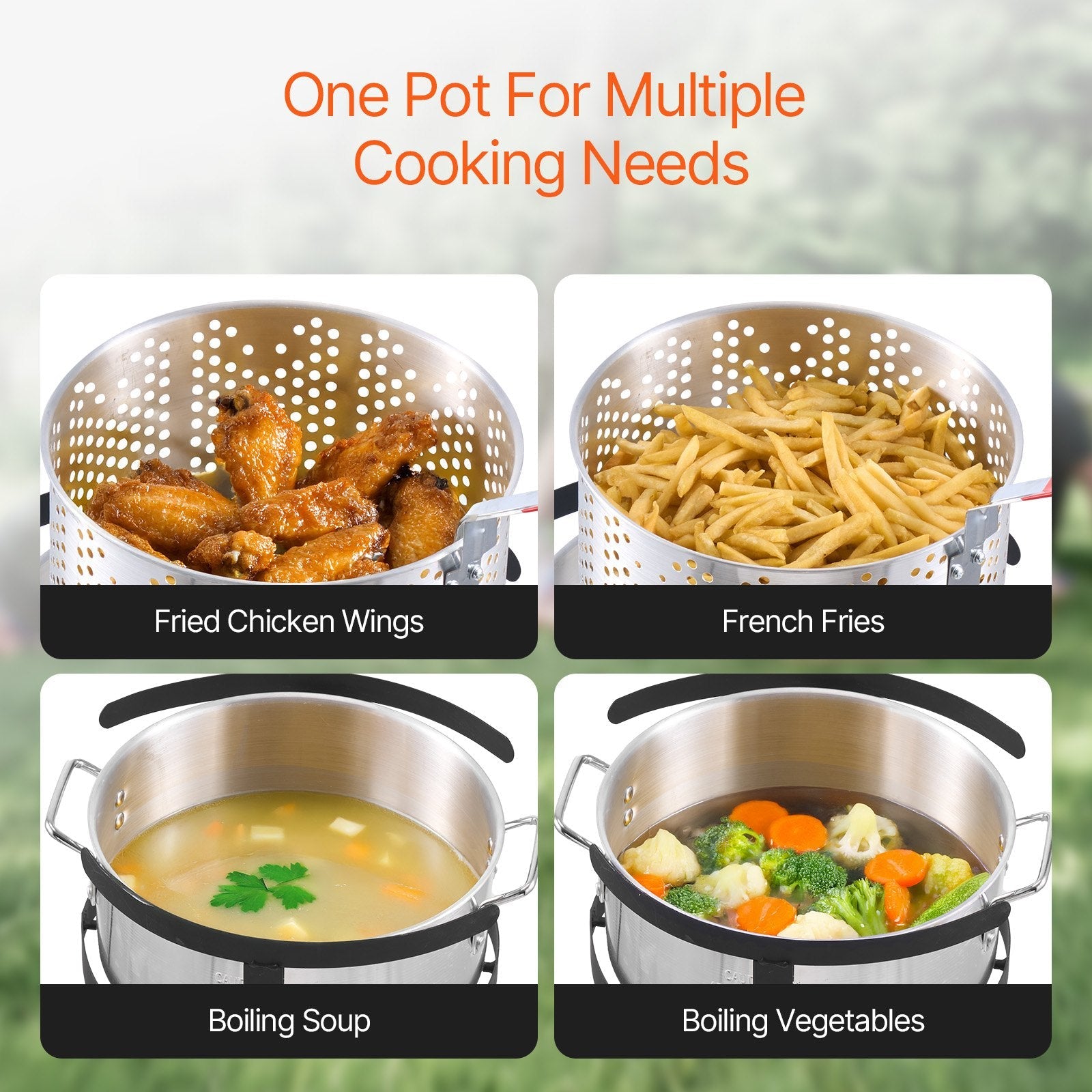 VEVOR 10 Qt Fish and Wing Fryer Aluminum Outdoor Propane Deep Fryer Kit Basket 