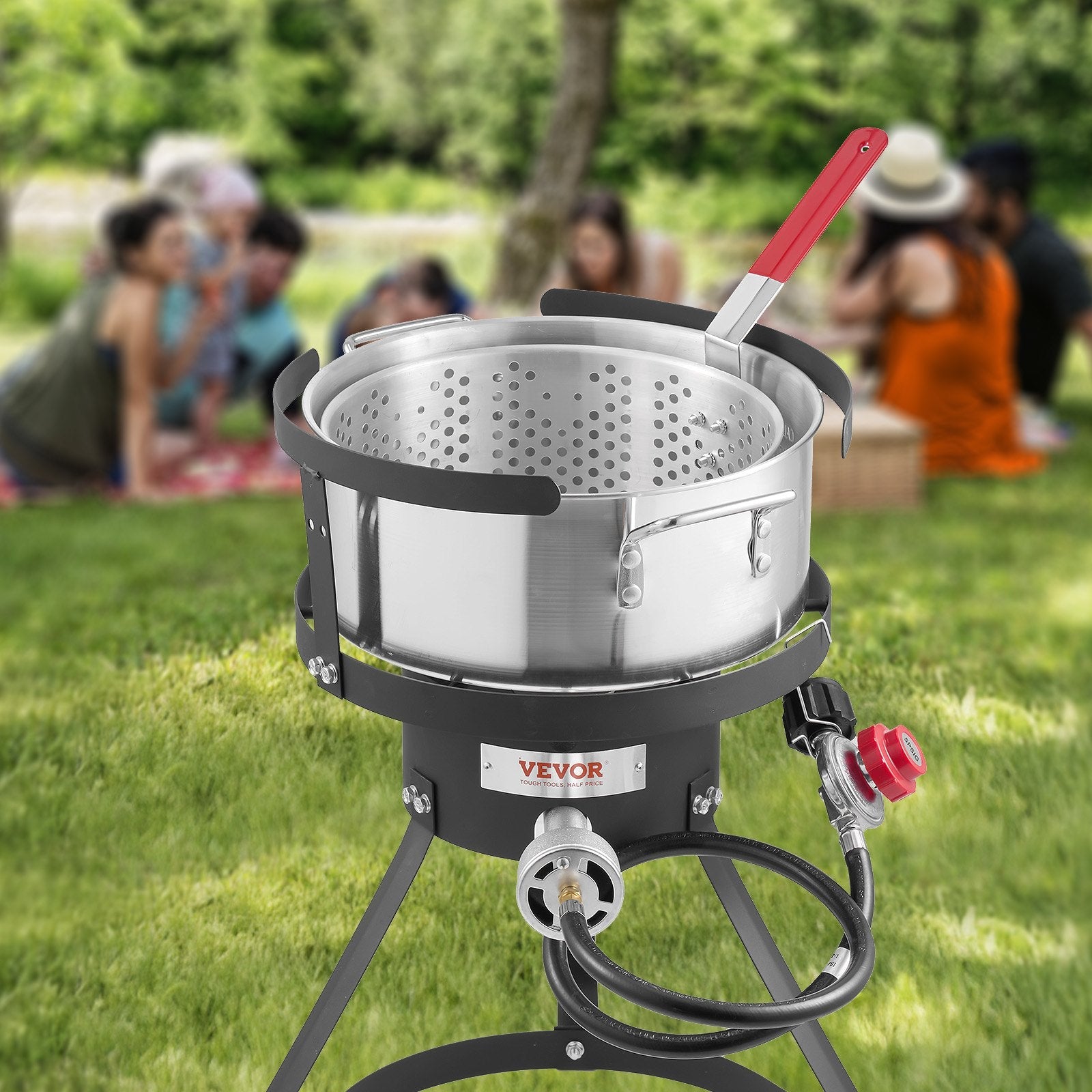 VEVOR 10 Qt Fish and Wing Fryer Aluminum Outdoor Propane Deep Fryer Kit Basket 