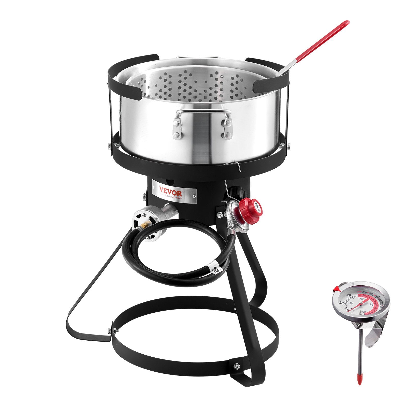 VEVOR 10 Qt Fish and Wing Fryer Aluminum Outdoor Propane Deep Fryer Kit Basket 