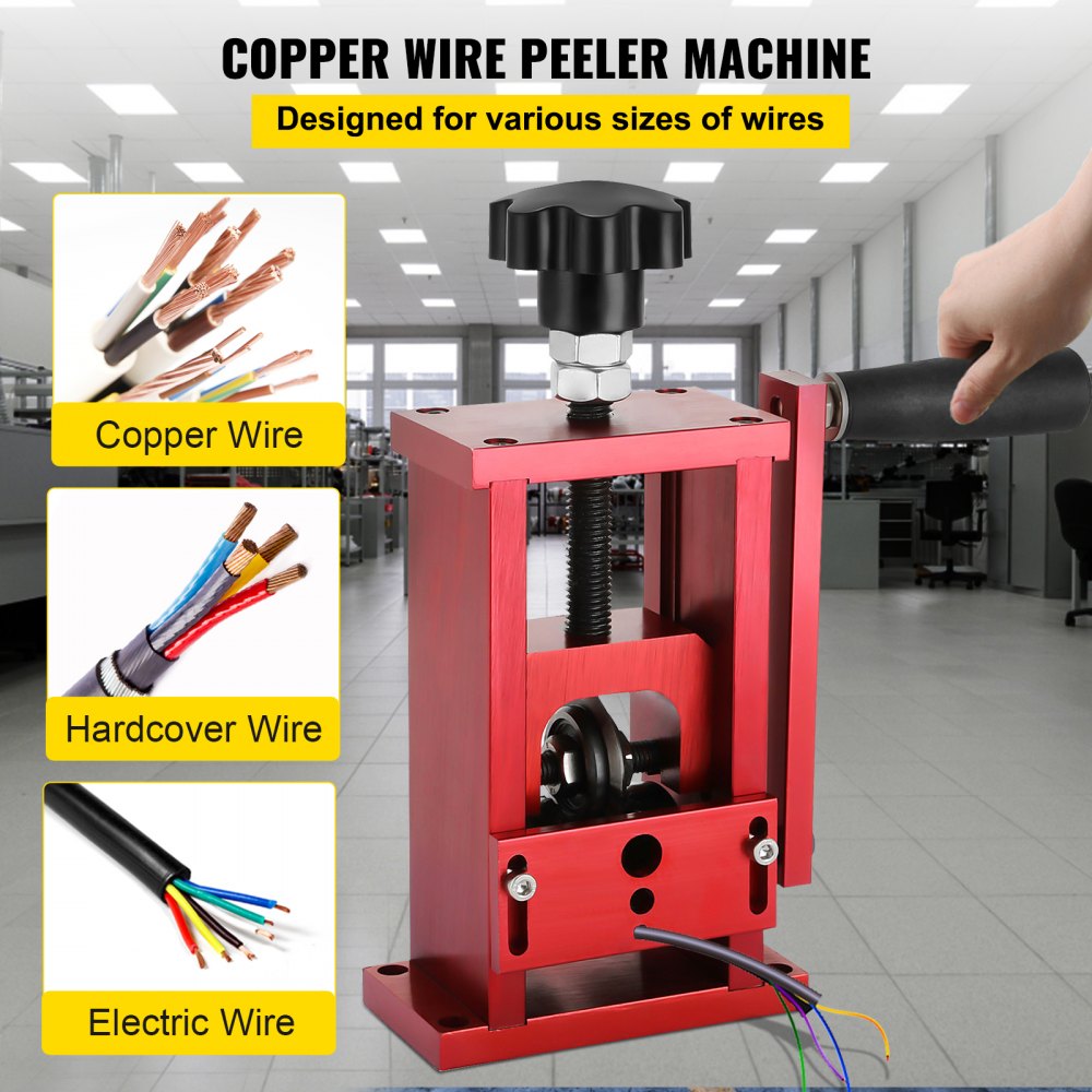 VEVOR Electric Wire Stripping Machine, Portable Scrap Wire Stripping Tool with Gear Motor, Automatic Wire Stripper Compact Aluminum Alloy Structure for Scrap Copper Recycling 1.5mm-20mm in Diameter 