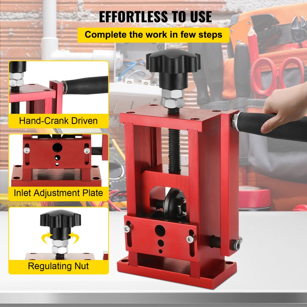 VEVOR Electric Wire Stripping Machine, Portable Scrap Wire Stripping Tool with Gear Motor, Automatic Wire Stripper Compact Aluminum Alloy Structure for Scrap Copper Recycling 1.5mm-20mm in Diameter 